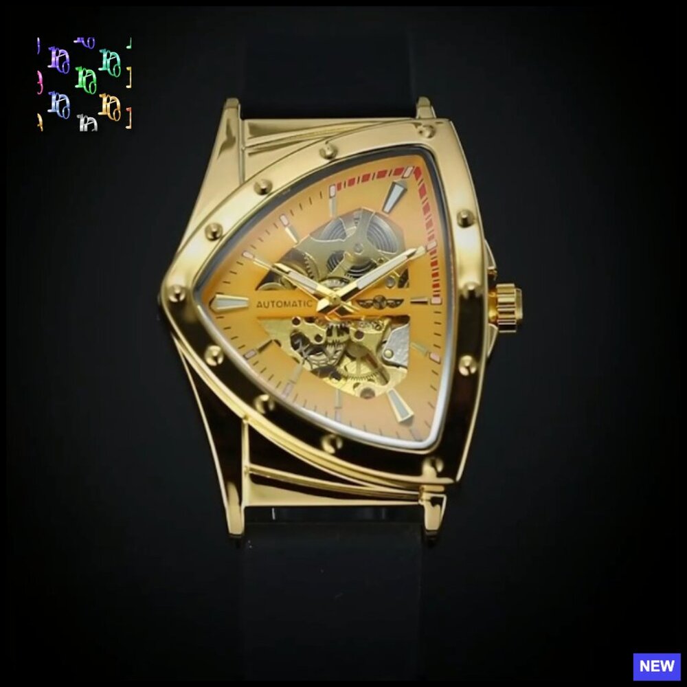 Automatic Mechanical Skeleton Watch With Triangle… - image 7